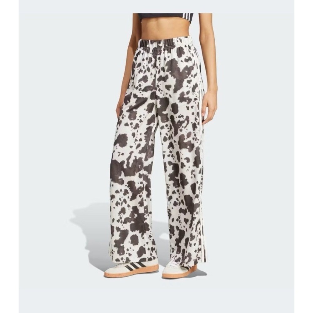 Adidas Originals Satin Wide Leg Pants  Women's Size M Cow Print KA2668 NWT